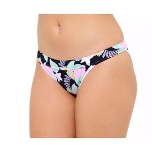 Juniors’ Ninety-Nine Degrees Black Floral Hipster Swim Bikini Bottoms